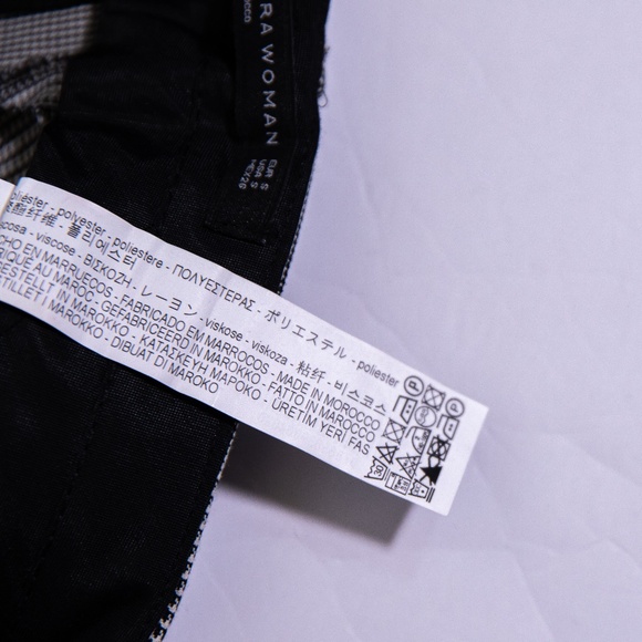 Zara Woman Mid Rise Wide Leg Micro Houndstooth Check Print Trouser Pants Small - Picture 3 of 4